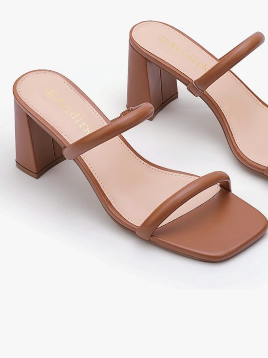 Shoes - Square Open Toe Heeled Sandals Two Strap Mules Slip On Block Chunky new 🆕